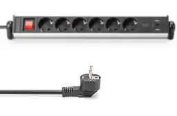 Мережевий фільтр-подовжувач DIGITUS DA70624 Office, 6xSchuko 16A, 3xUSB 2A, 3680 Вт, 1.5 м - мініатюра 7