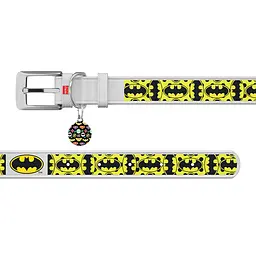 Нашийник для собак шкіряний Waudog Design з QR-паспортом "Бетмен4" L Ш 25 мм Д 38-49 см білий - мініатюра 3