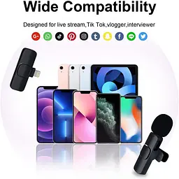 Бездротовий петличний мікрофон для iPhone та Android, Plug&Play, шумозаглушення - мініатюра 2
