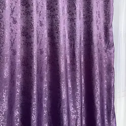 Жакардові штори фіолетового кольору 2шт. 150х270 з білим шифоновим тюлем 400х270, на тасьмі ALBO pbe0052678 - мініатюра 3