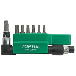 Набір біт TORX TOPTUL 1/4" T10H-T40H + Р-подібний перехідник 8 од. GAAL0801