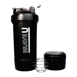 Шейкер Brave U Shaker with containers 3 in 1 чорний 600 мл (1086-2022-10-2339)