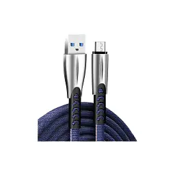 Дата кабель USB 2.0 AM to Micro 5P 1.0m zinc alloy blue ColorWay (CW-CBUM011-BL) - мініатюра 1