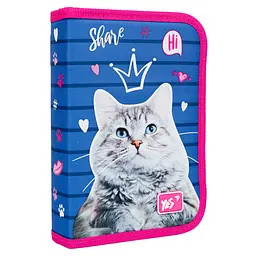 Шкільний пенал твердий Yes одинарний з клапаном HP-03 Cats