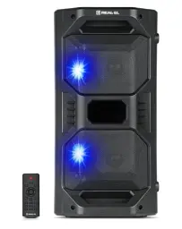 Колонка портативна 2.0 Real-El X-757 Black, 2 x 25 Вт, пластиковий корпус, Bluetooth, MicroSD / USB, FM-приймач, живлення від акумулятора, 8000мА х год, керування збоку - мініатюра 6