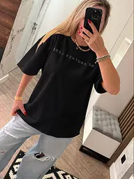 Футболка жіноча з камінням рубчик 20785 S-XL чорна