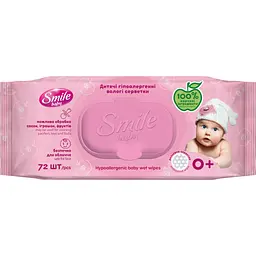 Дитячі вологі серветки Smile baby для новонароджених з клапаном 72 шт (4823071617870)