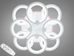 Люстра стельова LED Diasha 8022/4+4WH, 150W, 3200K-6000K, білий акрил, сучасний стиль з диммером