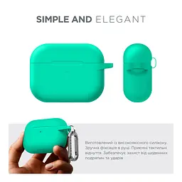 Силіконовий чохол для навушників Apple AirPods Pro 2 2022, Hang Case, бірюзовий, ультратонкий захисний кейс товщиною 2 мм, захист від подряпин, пилу та ударів, компактний, з карабіном для кріплення, ArmorStandart (ARM68589) - мініатюра 2