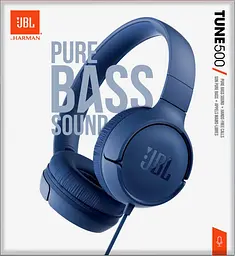 Навушники з мікрофоном JBL T500 JBLT500BLU BLUE - мініатюра 2