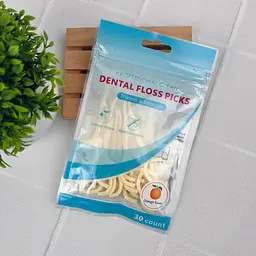 Зубна нитка на тримачі Dental Floss Picks для очищення міжзубних проміжків зі смаком апельсина, 30 шт