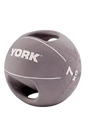 М'яч медбол 7кг York Fitness із двома ручками, сірий