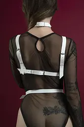 Портупея на груди Feral Feelings - Harness Bra, ліф, натуральна шкіра, Білий - мініатюра 2