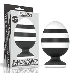 Анальна пробка LoveToy X-Missioner 14 см (чорно-білий) - мініатюра 2