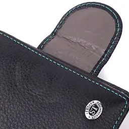 Шкіряний стильний гаманець з монетницею зовні ST Leather 19454 чорний - мініатюра 7