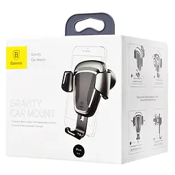 Тримач в машину Baseus Gravity Car Mount чорний (18047 black) - мініатюра 2