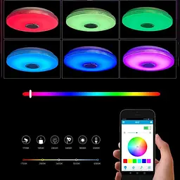 38 см світлодіодний RGB світильник стельовий Bluetooth + пульт дистанційного керування - мініатюра 6