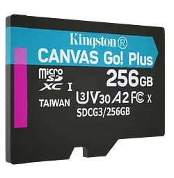 Карта пам'яті KINGSTON microSDXC Canvas Go Plus 256Gb Class 10 UHS-1 А2 V30 [R-170MB/s] без SD адаптера SDCG3/256GBSP [59155] - мініатюра 2