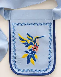 Ладунка з вишивкою блакитна Пташка, кишенька з вишивкою, гаман жіночий 