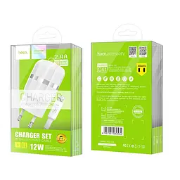 Мережевий зарядний пристрій 2USB Hoco C41A 2.4A White + USB Cable iPhone 6 - мініатюра 6