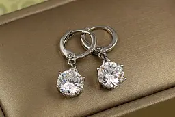 Сережки підвіски Xuping Jewelry камінчик на ланцюжку на шість кріплень 2.6 см 8 мм сріблясті