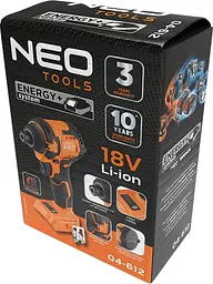Гайковерт ударний Neo Tools Energy+ 18В безщітковий 3600 об/хв 300 Нм 1/4" 4 швидкості 0.85 кг без АКБ та ЗП - мініатюра 9