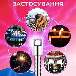 Запальничка кухонна гнучка імпульсна плазмова вітрозахисна електрична для свічок кухні розпалювання плити духовки, що заряджається від USB BBQ Lighter UKC 9590 золотиста - мініатюра 5