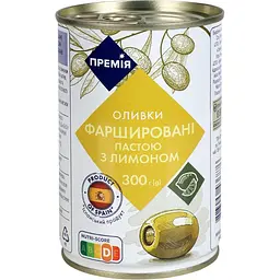 Оливки Премія зелені фаршировані лимоном 300 г