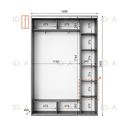 Шафа-купе Idea серія 1 160 x 45 x 240 см Венге темний Дзеркало - мініатюра 2
