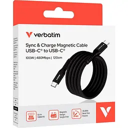 Кабель Verbatim 100 Вт /USB-C–USB-C /120 см-чорний (31863) - мініатюра 3