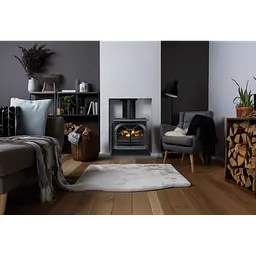 Електрокамін ірландський паровий зі 3D ефектом полумʼя, обігрівом та дровами декоративний Dimplex Opti-Myst Stockbridge чорний - мініатюра 8