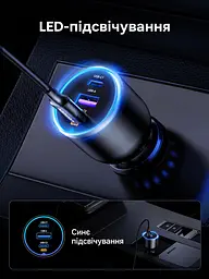 Автомобільний зарядний пристрій UGREEN EC705 2 USB-C PD + USB-A до 130 Вт USB-C1 30 Вт + USB-C2 100 Вт одночасно USB-A до 22,5 Вт (35025) - мініатюра 6
