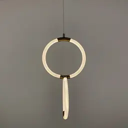 Дизайнерський латунний підвіс подвійний круг з гнучкою LED стрічкою Line.F Mj 60/2 - мініатюра 2