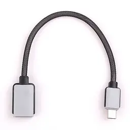 Перехідник USB 3.1 Type-C -->USB AF (OTG) кабель 0.2м, обплетення, OEM - мініатюра 2