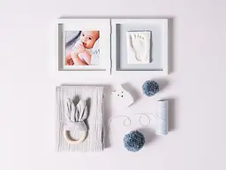 Подвійна рамка Baby Art, квадратна з відбитком, біло-сіра (3601095200) - мініатюра 3