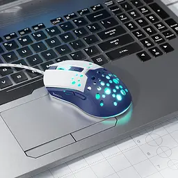 Маніпулятор миша HOCO GM51 Sky luminous gaming wired mouse white&blue - мініатюра 4