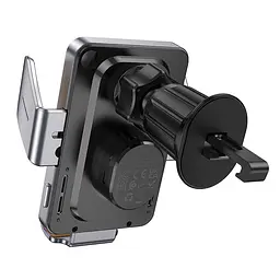 Автотримач з БЗП Hoco HW7 Transparent Discovery Edition (air outlet) Metal gray - мініатюра 5