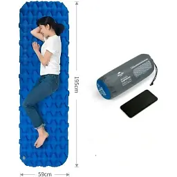 Килимок надувний Naturehike FC-10 NH19Z032-P 195х59х6.5cm Blue - мініатюра 3