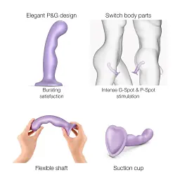 Насадка для страпону Strap-On-Me Dildo Plug P&G Lilas Metallic M - мініатюра 4