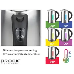 Електрочайник Brock WK 2302 D 1850-2200Вт 1.7л встановлення температури нагрівунерж. - мініатюра 3