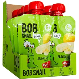 Пюре фруктовое Bob Snail Яблоко-Банан, пастеризованное 900 г (10 шт. по 90 г)