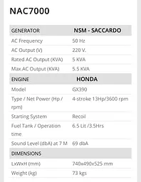 Електрогенератор Honda (Brava) NAC7000 колір чорний - мініатюра 2