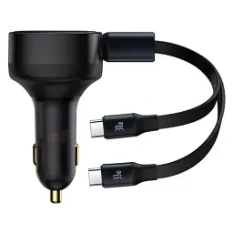 Автомобільний зарядний пристрій Baseus Enjoyment Retractable 2-in-1 Car Charger Type-C+Type-C 33W C00035500111-00 Black