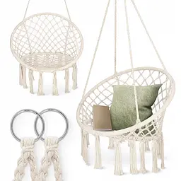 Крісло-гойдалка 4FIZJO Boho Dream 80 см підвісна, плетена Beige (P-5905973404518) - мініатюра 5