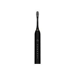 Чорна Електрична зубна щітка Sonic Toothbrush Х-3 ультразвукова акумуляторна 4 змінні насадки в комплекті