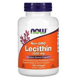 Натуральна добавка NOW Lecithin 1200 mg, 100 капсул