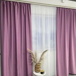 Матові атласні штори блекаут бузкового кольору на тасьмі 2шт. 150х270 ALBO pbe0052439 - мініатюра 4