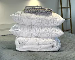 Ковдра зимова ArCloud Classic 170х205 у сумці + 2 подушки ArCloud Classic з кантом 50х70 у сумці + постільна білизна LARA сатин двоспальна модель на вибір