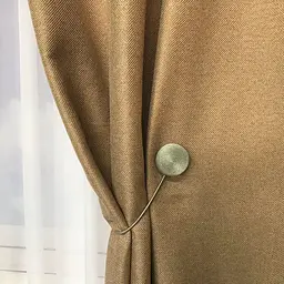 Льняні блекаут штори горіхового кольору 2шт. 150х270 з білим шифоновим тюлем 400х270, на тасьмі ALBO pbe0052637 - мініатюра 3