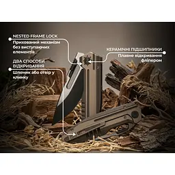 Ніж складаний туристичний Weknife Reveille (9.7 см) Bohler M390 / Titanium бронзовий - мініатюра 12